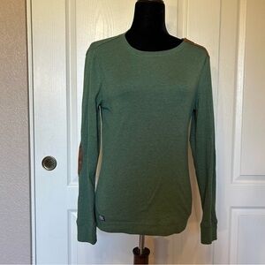 Ralph Lauren Jeans Company Green Long‎ Sleeve Elbow Patch Shirt Blouse Size M